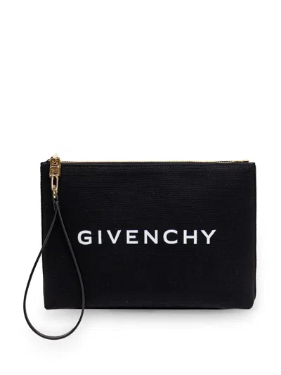 Givenchy Logo Canvas Pouch In Black