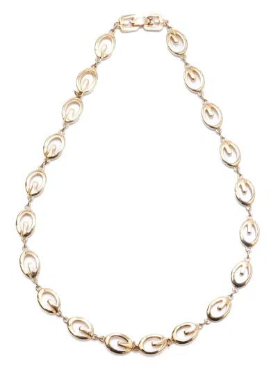 Pre-owned Givenchy Logo-chain Necklace In Gold