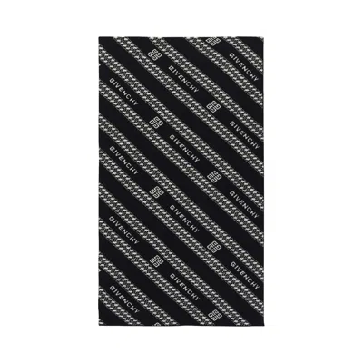 Pre-owned Givenchy Logo Chain Patterned Scarf 'navy/ecru' | Blue | Women's Size Onesize