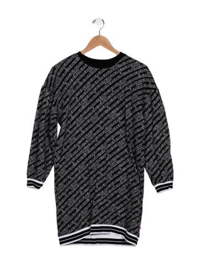 Pre-owned Givenchy Kids' Logo Chain Sweater Dress In Black