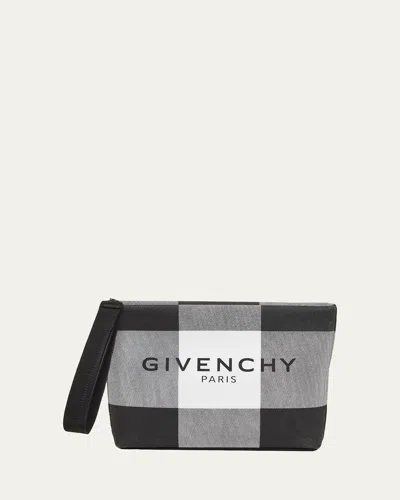 Givenchy Logo Check Pouch Bag In Black