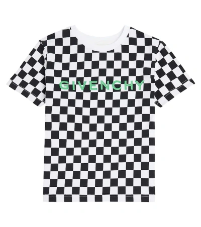 Givenchy Kids' Logo Checked Cotton Jersey T-shirt In Schwarz