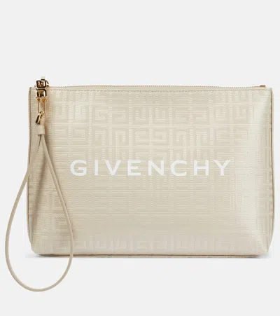 Givenchy Logo Coated Canvas Pouch In Natural/beige