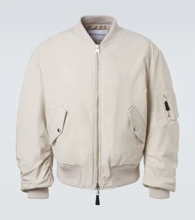Givenchy Logo Cotton-blend Bomber Jacket In Sand