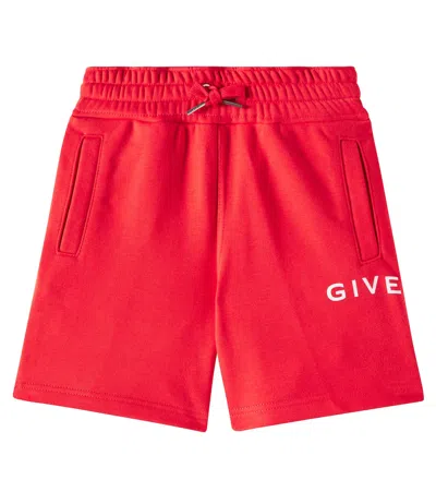 Givenchy Kids' Logo Cotton-blend Fleece Shorts In Red