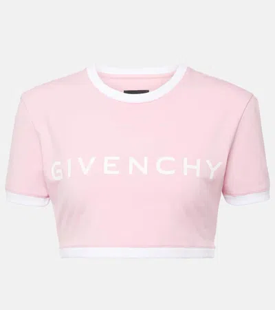 Givenchy Logo棉质混纺针织短款t恤 In 672-flamingo