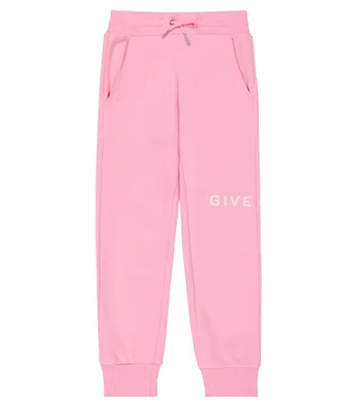 Givenchy Kids' Logo Cotton-blend Jersey Sweatpants In 465 Rose Friandise