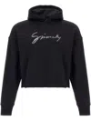 Givenchy Cropped Sweatshirt Hooded Kangaroo Pocket In Black