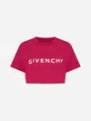 Givenchy Logo Printed Cropped T In Raspberry