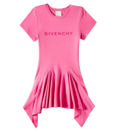 Givenchy Kids' Logo Cotton Dress In Lampone