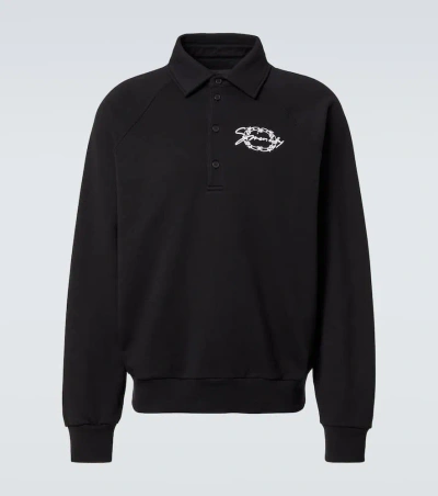 Givenchy Embroidered Logo Fleece Polo Sweatshirt In Black