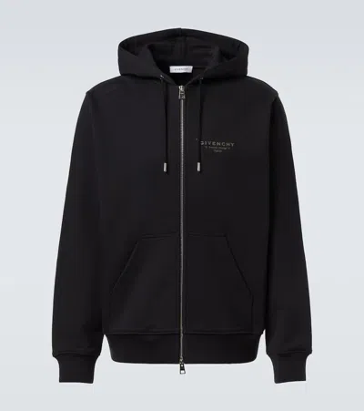 Givenchy Logo Cotton Jersey Hoodie In Black