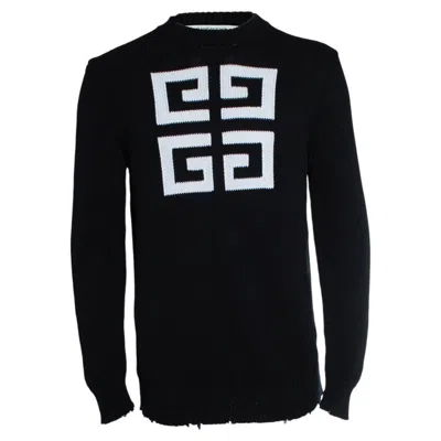 Pre-owned Givenchy , Logo Cotton Knit Sweater In Black