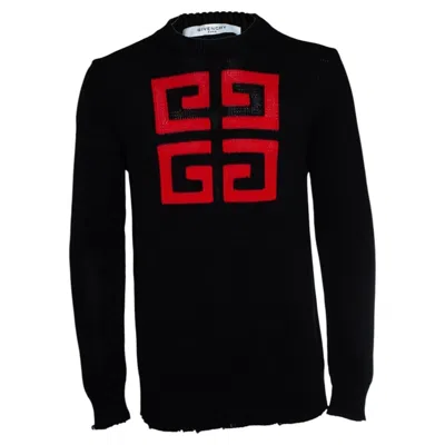 Pre-owned Givenchy , Logo Cotton Knit Sweater In Black