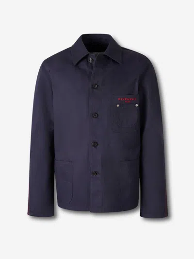 Givenchy Couture Seam Button-up Overshirt In Blue