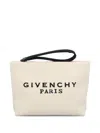 Givenchy Womens Beige Black Brand-print Cotton-blend Pouch In Sand