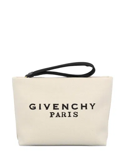 Givenchy Logo Cotton Pouch In Neutral
