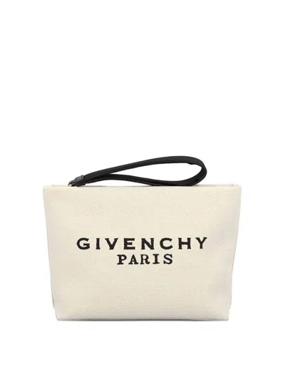 Givenchy Logo Cotton Pouch In Sand