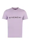 Givenchy Cotton T-shirt With Logo And Crew Neck In Purple