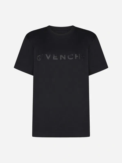 Givenchy 水钻logo棉t恤 In Black