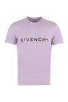 Givenchy Cotton T-shirt With Logo And Crew Neck In Purple