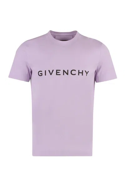 Givenchy Cotton T-shirt With Logo And Crew Neck In Pink