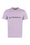Givenchy Cotton T-shirt With Logo And Crew Neck In Purple