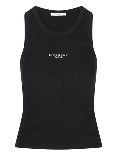 Givenchy Logo Cotton Tank Top In Blue
