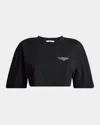 Givenchy Cropped Fit T-shirt In Cotton With Stamp Print Clothing In Black