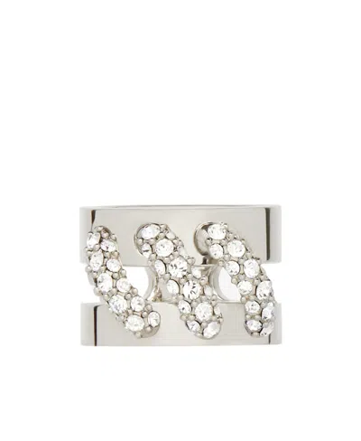 Givenchy Logo Crystal Ring In White