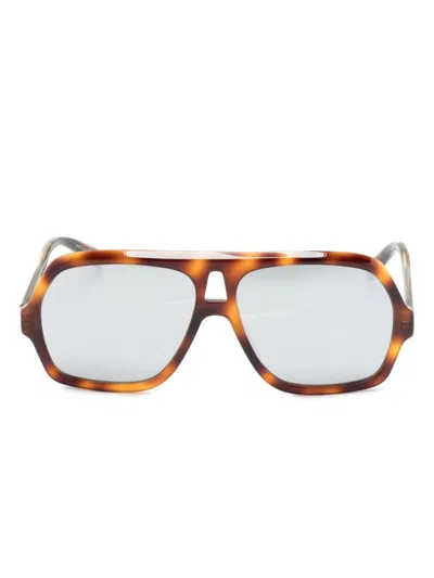 Givenchy Logo-debossed Pilot-frame Sunglasses In Brown