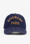 Givenchy Dark Blue Embroidered Logo Baseball Hat In Blue