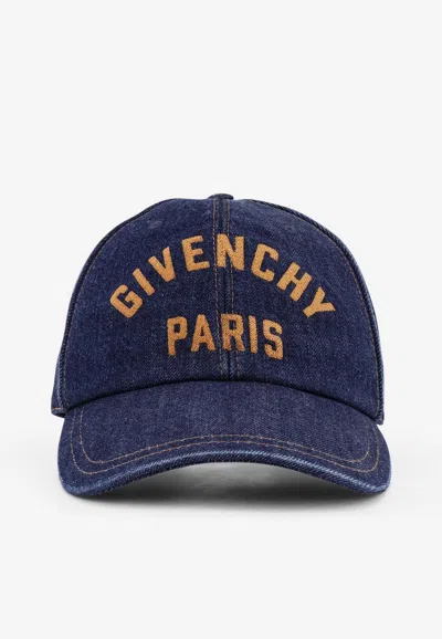 Givenchy Logo Denim Baseball Cap In Blue
