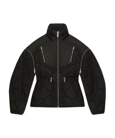 Givenchy Logo Detachable Sleeve Quilted Short Coat In Black