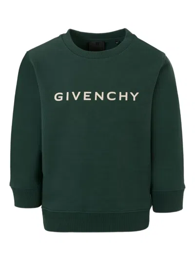 Givenchy Kids' Logo-detail Crew-neck Sweatshirt In Green