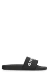 Givenchy Black Flat Slides With Logo In Polyurethane Man