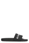 Givenchy Black Flat Slides With Logo In Polyurethane Man