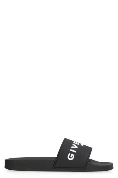 Givenchy Logo Detail Rubber Slides In Black