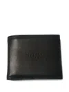 Givenchy Men Black Bi-fold Wallet With Embossed Logo Lettering On The Front In Grained Leather Man In Black