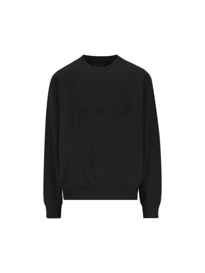 Givenchy Boxy Fit Embossed Logo Fleece Sweatshirt In Black