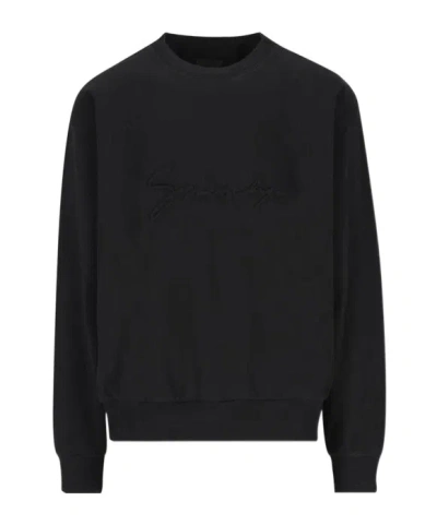 Givenchy Boxy Fit Embossed Logo Fleece Sweatshirt In Black