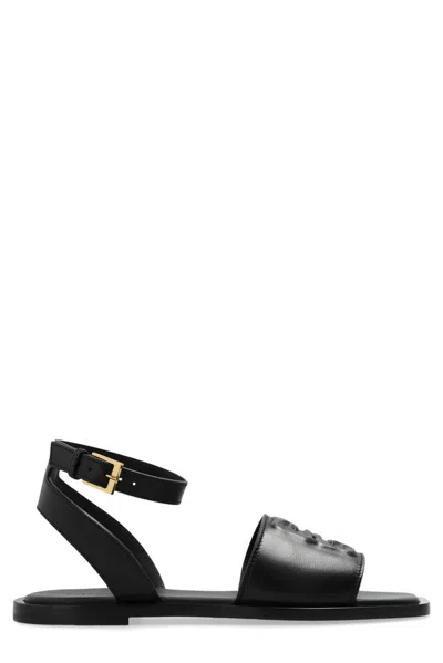 Givenchy Liquid 4g Logo Quarter Strap Sandal In Black