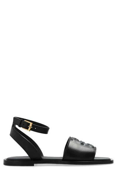 Givenchy 4g Leather Flat Sandals In Black