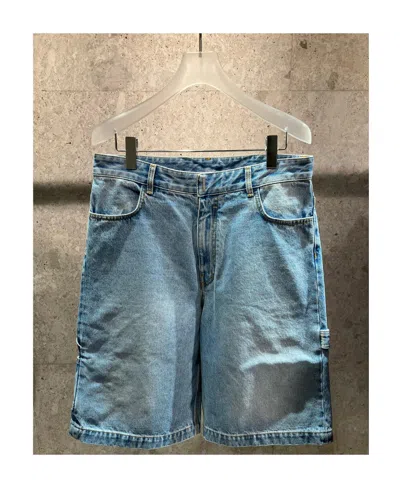 Givenchy Logo Details Denim Shorts In Blue