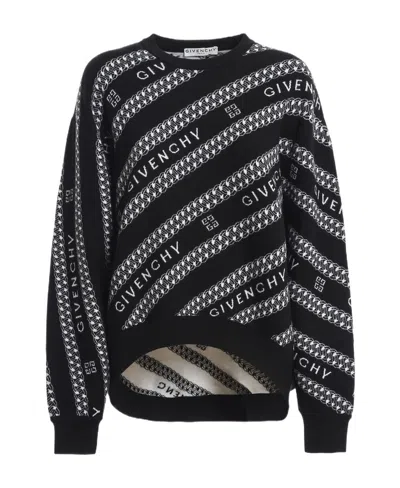 Givenchy Logo Diagonal Stripe Knitted Jumper In Black