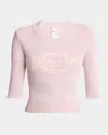 Givenchy Ribbed Crewneck Knitwear Half-length Sleeves In Baby Pink
