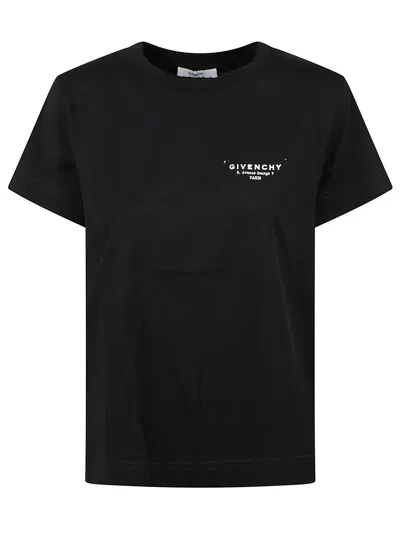 Givenchy Logo-embellished Black Cotton T-shirt In Gold