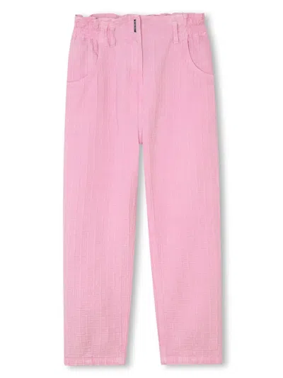 Givenchy Kids' Logo-embossed Cotton Trousers In Pink