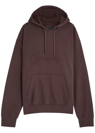 Givenchy Logo-embossed Hooded Cotton Sweatshirt In Burgundy