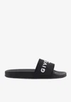 Givenchy Logo Embossed Rubber Slides In Black